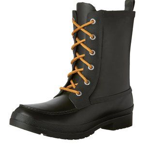 Sperry Black Rubber Boots Rainboots Lace-up